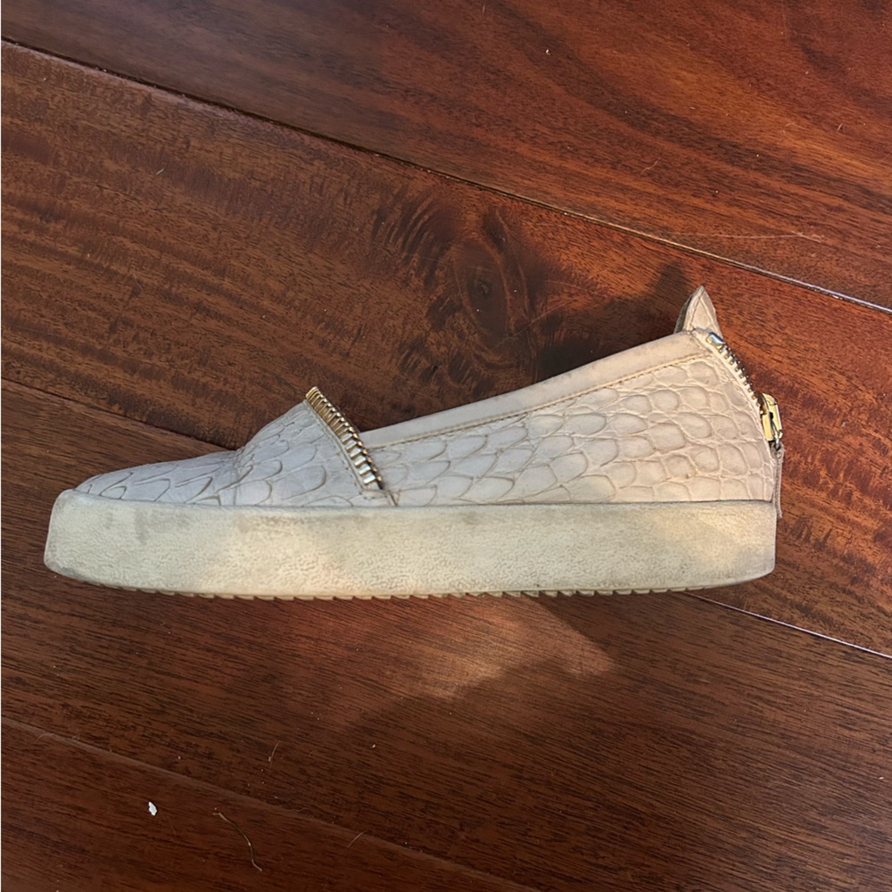 Giuseppe Zanotti White Python Slip-On Platform Sneakers Zipper size 36